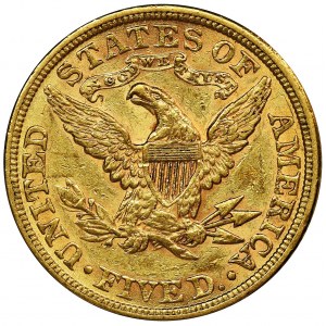 USA, 5 Dolarów Filadelfia 1882 - Liberty Head