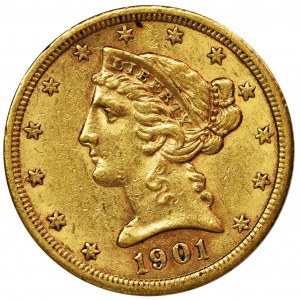 USA, 5 Dolarów San Francisco 1901 - Liberty Head