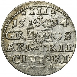 Sigismund III Vasa, 3 Groschen Riga 1594 - LI