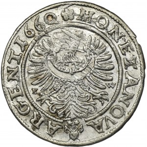 Śląsk, Księstwo Legnicko-Brzesko-Wołowskie, Ludwik IV Legnicki, 3 Krajcary Brzeg 1660 EW - RZADKI