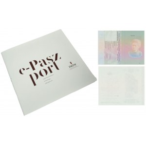 PWPW, rzadki folder do paszportu testowego PWPW Maria Curie Skłodowska + 2 karty do paszportu