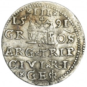 Sigismund III Vasa, 3 Groschen Riga 1591 - FALSE