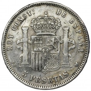 Spain, Alfonso XIII, 5 Pesetas 1890