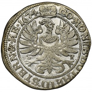 Silesia, Duchy of Oels, Sylvius II Friedrich, 6 Kreuzer Oels 1674 SP - error SILVI