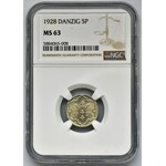 Free City of Danzig, 5 pfennig 1928 - NGC MS63