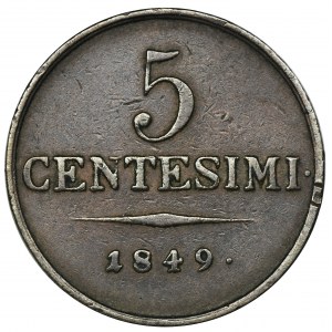 Italy, Franz Joseph, 5 Centesimi Milano 1849 M
