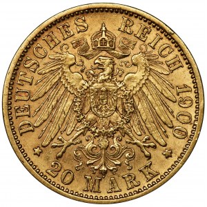 Germany, Wirtemberg, Wilhelm II, 20 Mark Stuttgart 1900 F