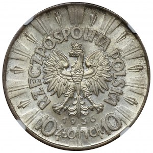 Piłsudski, 10 złotych 1936 - NGC MS65