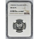 1 złoty 1982 - NGC MS66 PROOF LIKE - jak lustrzanka -