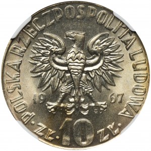 10 złotych 1967 Kopernik - NGC MS67