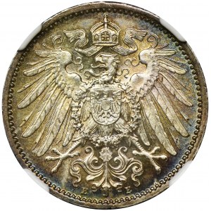 Niemcy, Królestwo Prus, Wilhelm II, 1 marka Muldenhütten 1915 E - NGC MS64