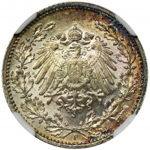 Niemcy, Królestwo Prus, Wilhelm II, 1/2 marki Stuttgart 1915 F - NGC MS65
