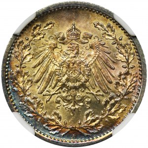 Niemcy, Królestwo Prus, Wilhelm II, 1/2 marki Berlin 1906 A - NGC MS64