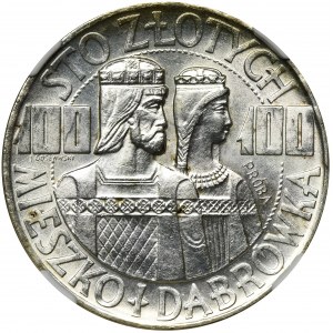 PRÓBA, 100 złotych 1966 Mieszko i Dąbrówka - NGC MS64