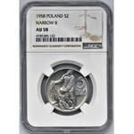 5 złotych 1958 Rybak - wąska ósemka - NGC AU58