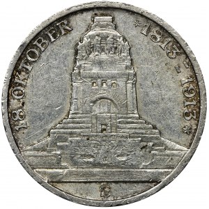 Germany, Saxony, Friedrich August III, 3 Mark Muldenhütten 1913 E