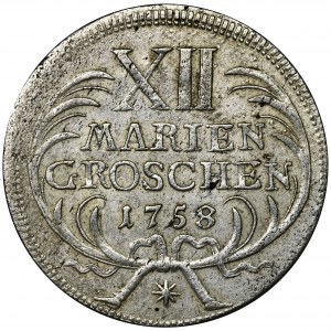 Niemcy, Królestwo Prus, Fryderyk II, 12 Mariengroszy Drezno 1758