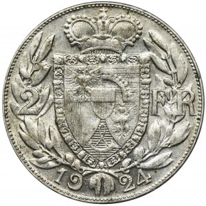 Liechtenstein, Jan II, 2 Franki 1924 - RZADKIE