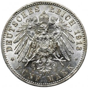 Germany, Kingdom of Prussia, Wilhelm II, 5 Mark Berlin 1913 A