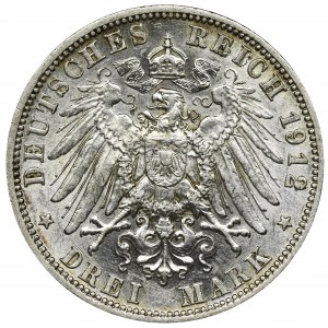 Germany, Bavaria, Otto, 3 Mark Munich 1912 D