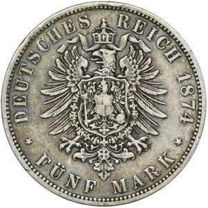 Germany, Kingdom of Prussia, Wilhelm I, 5 Mark Berlin 1874 A