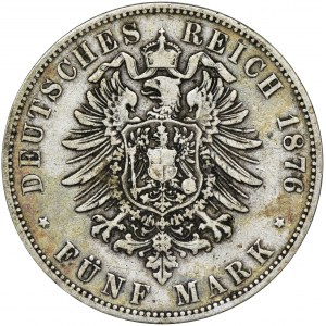 Niemcy, Hesja, Darmstadt, Ludwik III, 5 Marek Darmstadt 1876 H - RZADSZE
