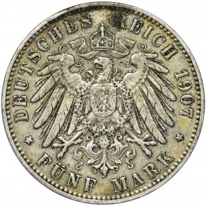 Germany, Hamburg, 5 Mark 1907 J
