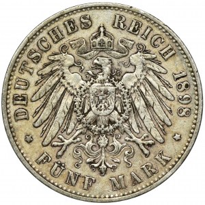 Germany, Saxony, Albert, 5 Mark Muldenhütten 1898 E