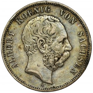 Germany, Saxony, Albert, 5 Mark Dresden 1876 E