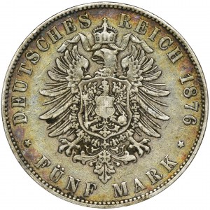 Germany, Saxony, Albert, 5 Mark Dresden 1876 E