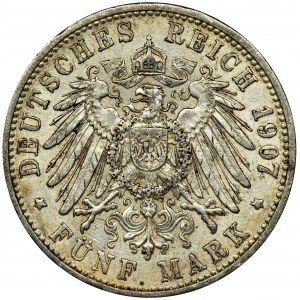 Niemcy, Badenia, Fryderyk I, 5 Marek Karlsruhe 1907 G