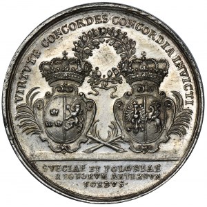 Stanislaw Leszczynski und Karl XII., Polnisch-Schwedische Bundesmedaille 1705 - SEHR RAR