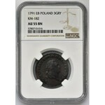 Poniatowski, 3 Groschen Warsaw 1791 EB - NGC AU55 BN