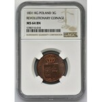 November Uprising, 3 Groschen 1831 KG - NGC MS64 BN