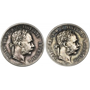 Austria, Franciszek Józef I, 1 Floren Wiedeń 1878 (2 szt.) - komplet spinek