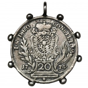 Niemcy, Bawaria, Maksymilian III Józef, 20 Krajcarów 1774 - zawieszka w formie biżuterii