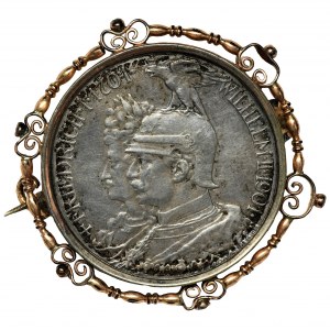 Niemcy, Królestwo Prus, Wilhelm II, 2 Marki Berlin 1901 - zapinka w formie biżuterii