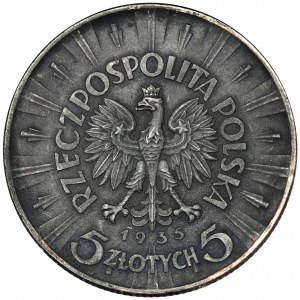 Piłsudski, 5 złotych 1935 - FAŁSZERSTWO