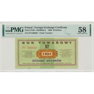 Pewex, 10 dolarów 1969 - FF - PMG 58