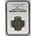 Sigismund III Vasa, 1/4 Thaler Danzig 1624/3 - PR• - NGC MS61