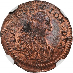 Księstwo Kurlandii, Ernest Jan Biron, Szeląg Mitawa 1764 - NGC MS63 RB - RZADKI