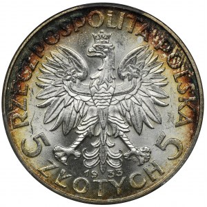Głowa Kobiety, 5 złotych 1933 - PCGS MS62+