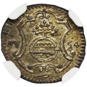 Augustus III of Poland, Heller Dresden 1754 FWôF - NGC MS64