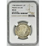 Germany, Brandenburg-Prussia, Friedrich II, 1/3 Thaler Dresden 1758 - NGC MS63