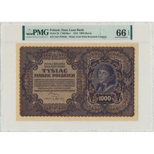 1.000 marek 1919 - III Serja AF - PMG 66 EPQ - szeroka numeracja