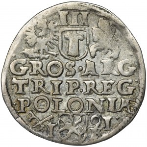 Sigismund III Vasa, 3 Groschen Posen 1591 - wide head