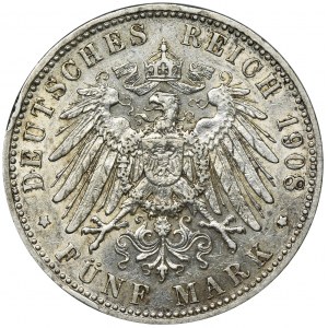 Germany, Bavaria, Otto, 5 Mark Munich 1908 D
