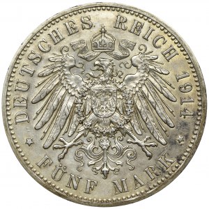 Germany, Prussia, William II, 5 Mark Berlin 1914 A