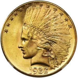 USA, 10 Dolarów Filadelfia 1932 - Indian Head - NGC MS64