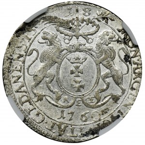 Augustus III of Poland, 1/4 Thaler Danzig 1760 REOE - NGC AU58